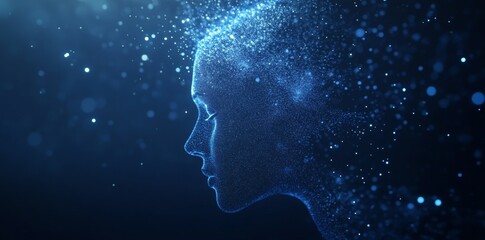 Digital Woman: Abstract Portrait of a Woman Made of Particles