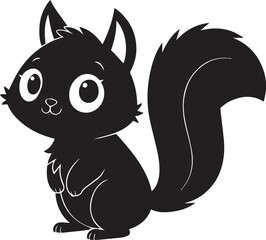 A cute squirrel kawi silhouette chibi vector and illustration design using black color.