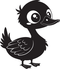 A cute swan kawi silhouette chibi vector and illustration design using black color.