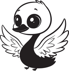 A cute swan kawi silhouette chibi vector and illustration design.