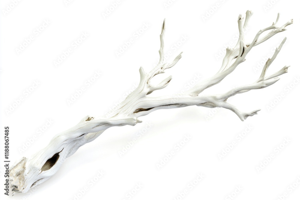 Poster white branch with a hole in it. the branch is long and thin. it is a natural object
