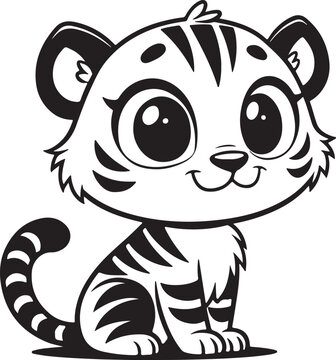 A cute tiger kawi silhouette chibi vector and illustration design.