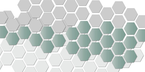 Abstract technology grey and grey green geometric hexagon on transparent concept design honeycomb shape vector. 
