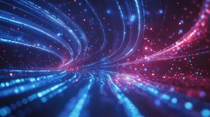 Naklejka premium Blue abstract technology data wavy lines in holographic style