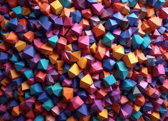 Multicolored geometric shapes arranged in a seemingly chaotic pattern, mosaic, eclectic mix