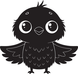 A cute albatross kawi silhouette chibi vector and illustration design using black color.