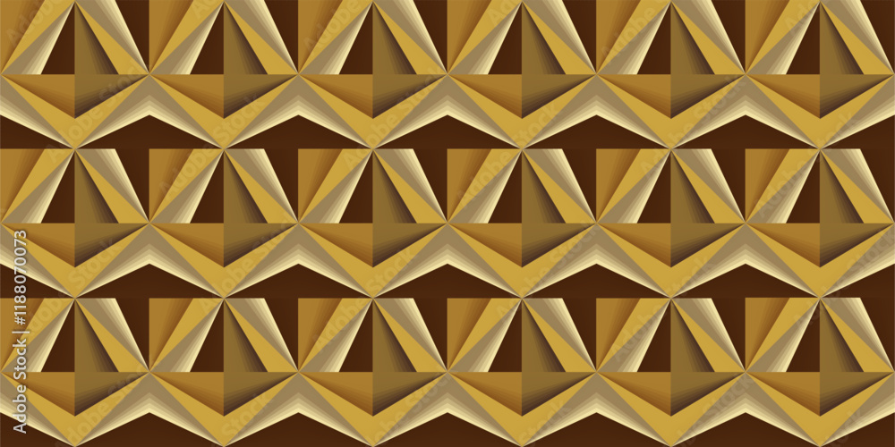 Poster composition of repeating geometric planes in the form of triangles and squares with gradations of or