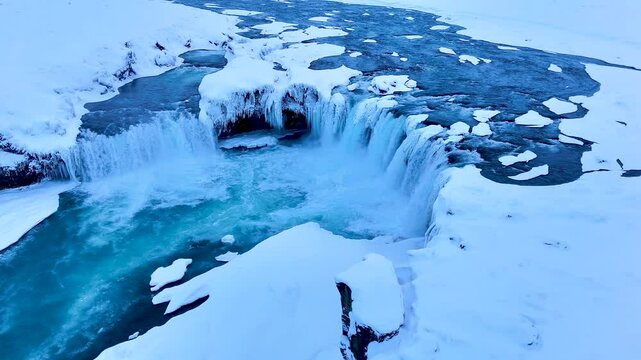 Almost frozen rivers in the middle of nowhere beautiful iceland