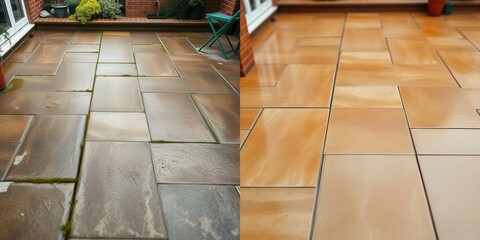 Before and After Patio Cleaning A Dramatic Transformation From Mossy and Dull to Clean and Gleaming