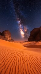 Milky Way over desert dunes at night. (1)