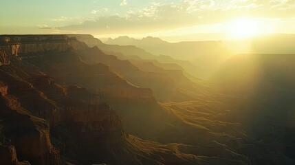 Mesmerizing Sunrise Over Grand Canyon Landscape in Soft Light