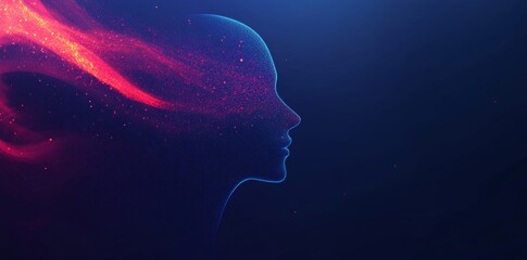 Abstract Digital Portrait: A Mystical Silhouette of a Woman's Profile