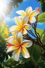 Obraz premium plumeria flowers on tree