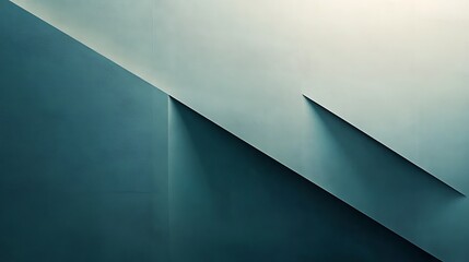Abstract teal and white geometric wall design