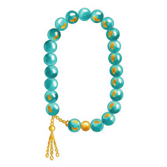Elegant Turquoise Beads Prayer Necklace on Transparent Background Jewelry Photography Studio Shot Artistic Display