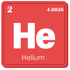 Helium Chemical Element Square Icon in Periodic Table Isolated on White Background