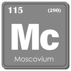 Obraz premium Moscovium Chemical Element Square Icon in Periodic Table Isolated on White Background