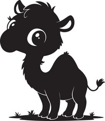 A cute camel kawi silhouette chibi vector and illustration design using black color.