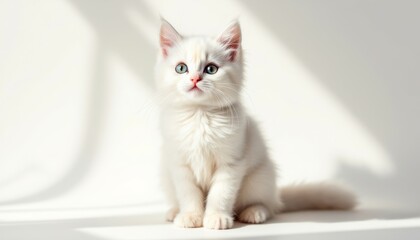 Adorable White Kitten: Sunlit Portrait, Soft Focus