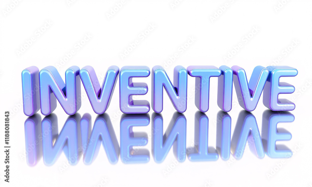 Fototapete a 3d render of 'inventive' in a dynamic wave-style font each letter in gradient colors