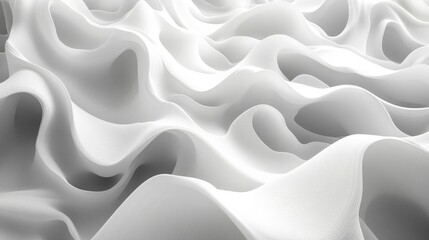 Obraz premium Abstract White Fabric Texture with Smooth Waves and Curvy Folds