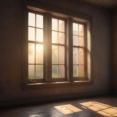 Soft, dreamy light leaking through old windows, dusty, light leak, old window