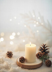 Cozy Winter Candle with Pine Cones