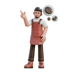Barista thinks about the type of coffee 3d illustration