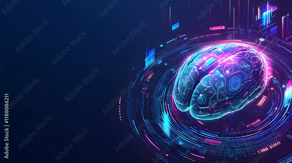 Aufkleber digital brain network technology artificial intelligence