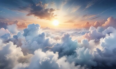 Obraz premium Watercolor abstract background with a rist of clouds and mist, atmospheric, background