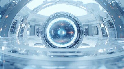 Abstract circles with a futuristic touch, hard light, light background with space in the middle of the frame,generative ai illustration