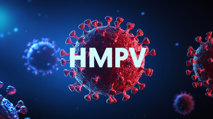 abstract background of recent breakout virus named hmpv similiar to covid-19, Human Metapneumovirus respiratory virus is floating on the background, consciousness concept background of hmpv virus.