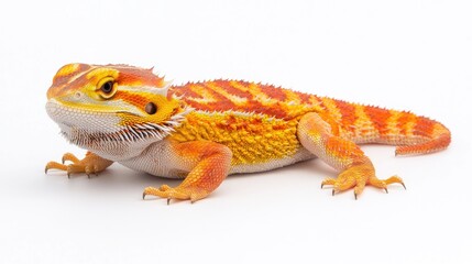 Obraz premium Bearded dragon lizard close-up studio setting animal photography clean background macro view colorful reptile display