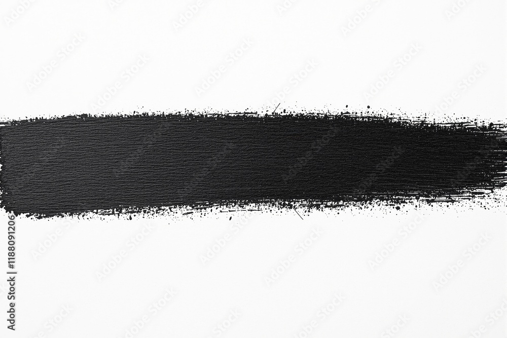 Poster abstract horizontal brushstroke with rough edges on a white background, expressive and textured, con