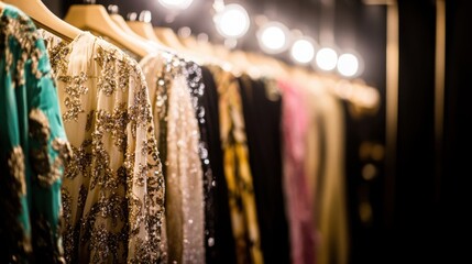 Backstage dressing room filled with colorful costumes and props, symbolizing creativity, preparation, and the magic of transformation in performing arts.
