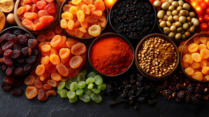 Assortment of Dried Fruits and Berries: A Colorful and Nutritious Food Collection