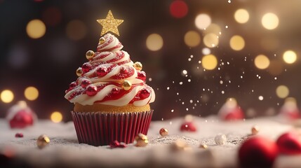 Christmas tree cupcake. New Year desserts and pastries
