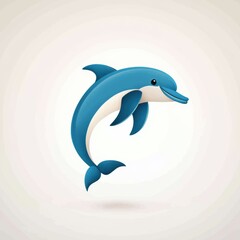 Fototapeta premium Cheerful cartoon dolphin character with big smile and playful pose