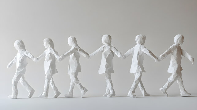 Human chain made of paper