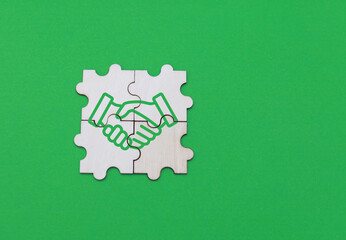 Business agreement or consensus building of different parties. Strategic alliance, teamwork or...