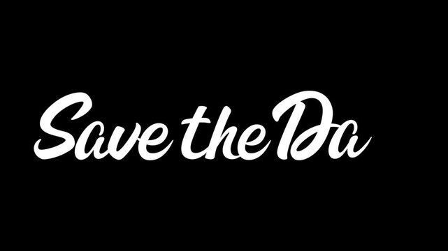 Save the date handwritten animation on transparent background