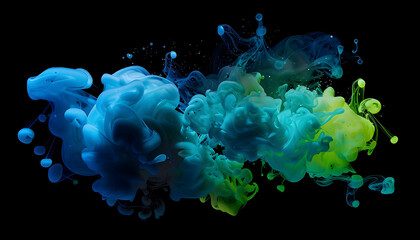Obraz premium Abstract Background - Colorful Ink Clouds in Water, Abstract, Colorful, Ink, Water, Fluid, Dynamic, Art, Design, Background