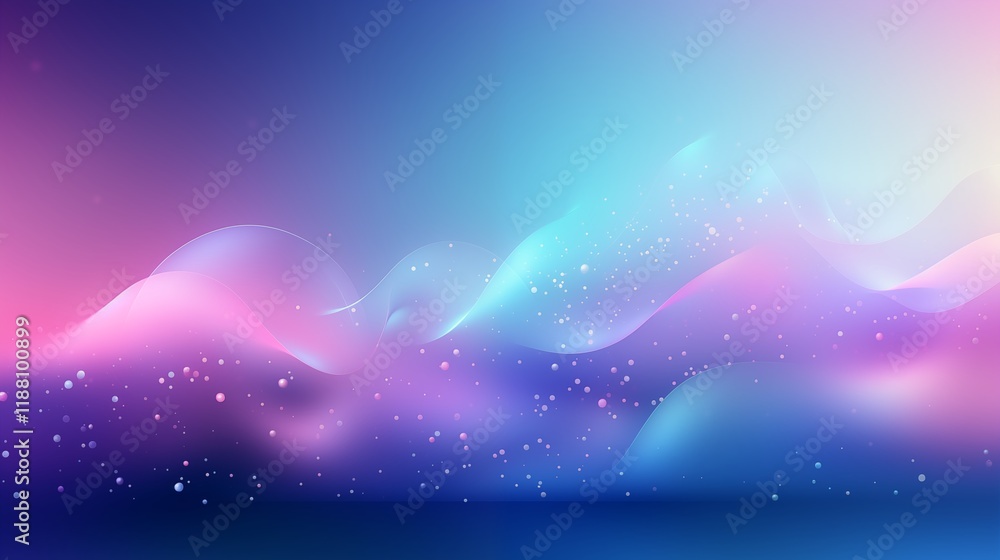 Wall mural digital glowing dots and particles on a soft gradient, ambient light, light background with space on