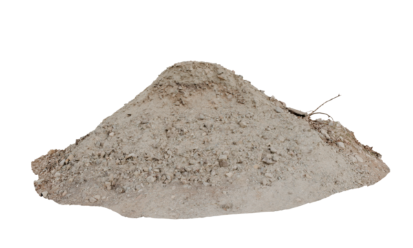 Pile of rubble and stones isolated on white