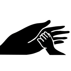 baby and mom hand silhoette black illustration emotional bond