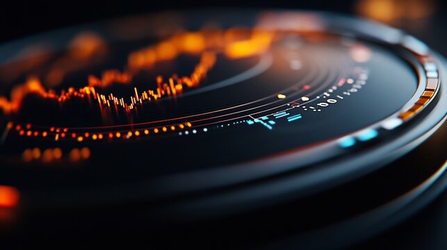 Futuristic Data Visualization: Abstract Stock Market Chart Display