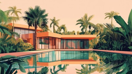 Hawaii landscape with digital art style