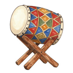 Vibrant Drum Performance Festival Ground Illustration Colorful Environment Close-up View...
