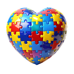 colorful puzzle heart 3d render for autism awareness