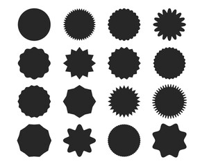 Black vector shop label shapes. Sale stickers collection. Badge, price tag set stock illustration